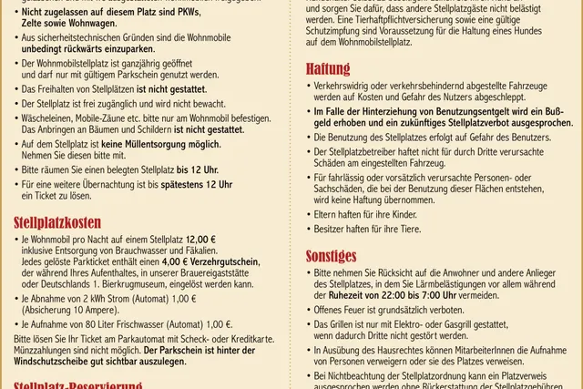 Wohnmobilstellplatz am Bierkrugmuseum